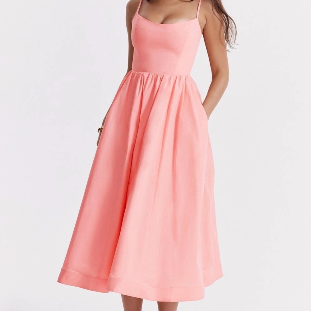 HOUSE OF CB 'Lolita' Apricot Corset Sundress/Size L-US 8-10/PR1229